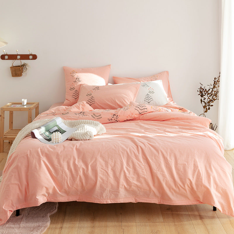 Bedding set made of cotton Renforcé with embroidered floral all-over and reversible function