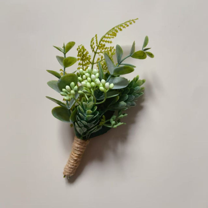 Elegant Faux Greenery Boutonniere