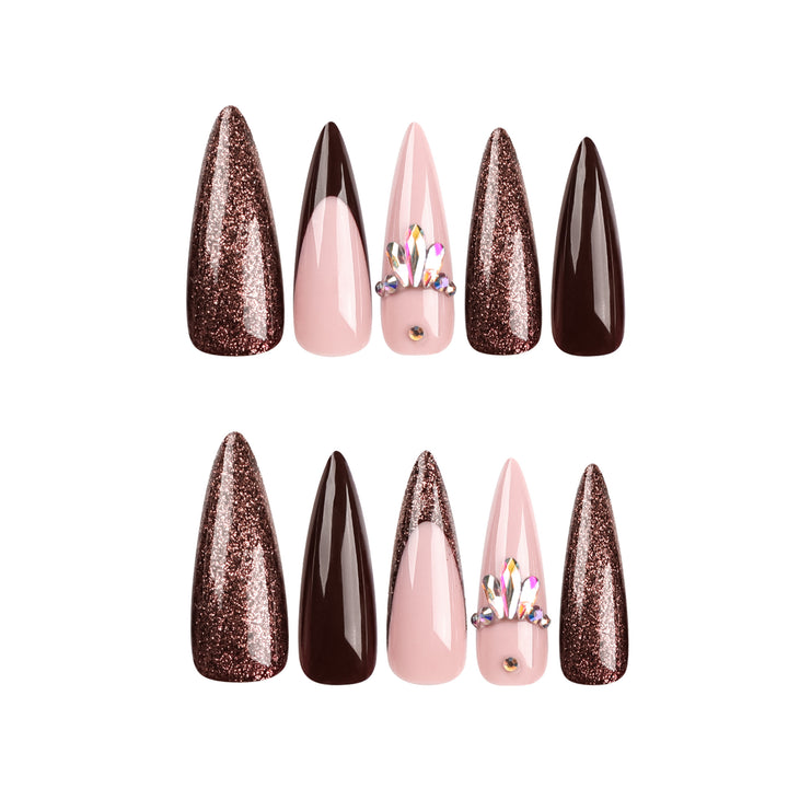 Artful Nail Extensions with Sparkling Accents Stornfield