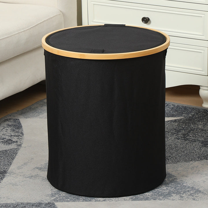 Practical laundry container with bamboo lid Stornfield