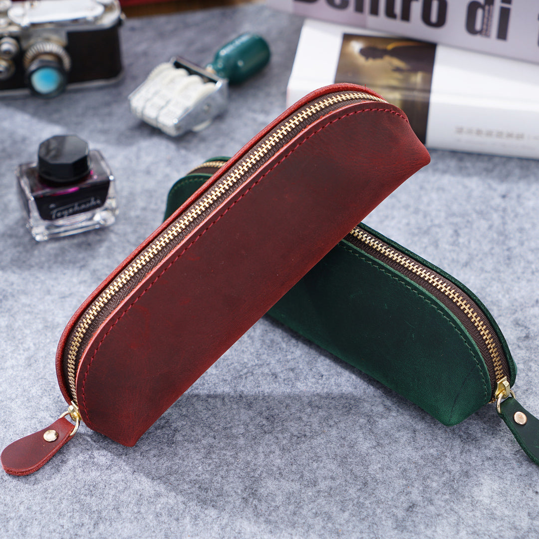 Premium Leather Zippered Pencil Case