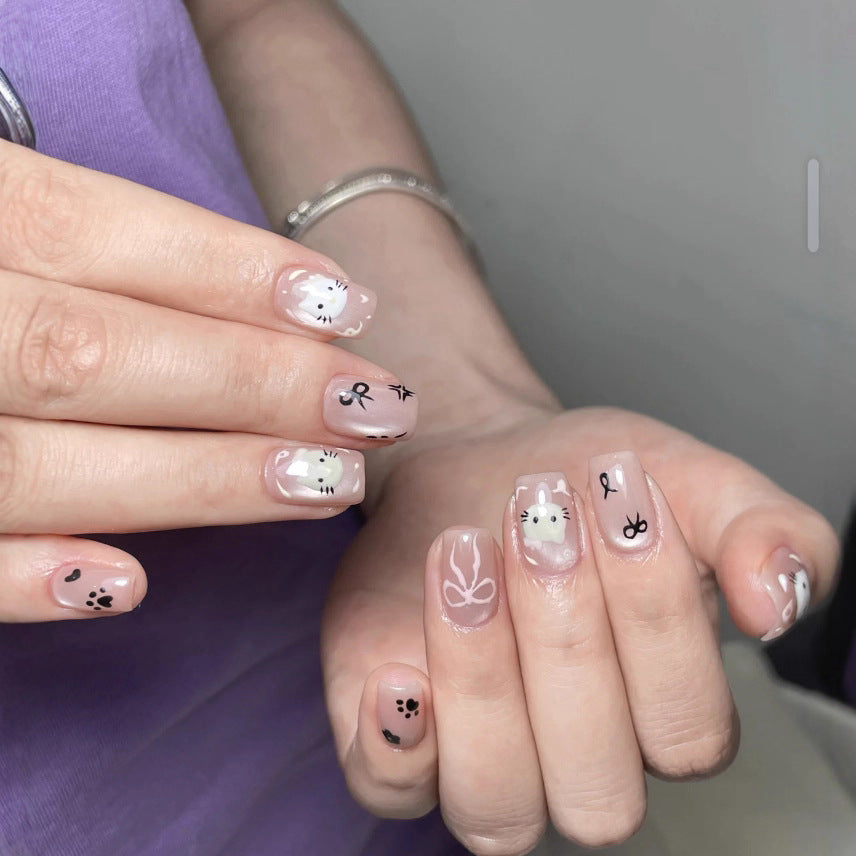 Cute Bunny-Themed Press-On Nail Art Set Stornfield