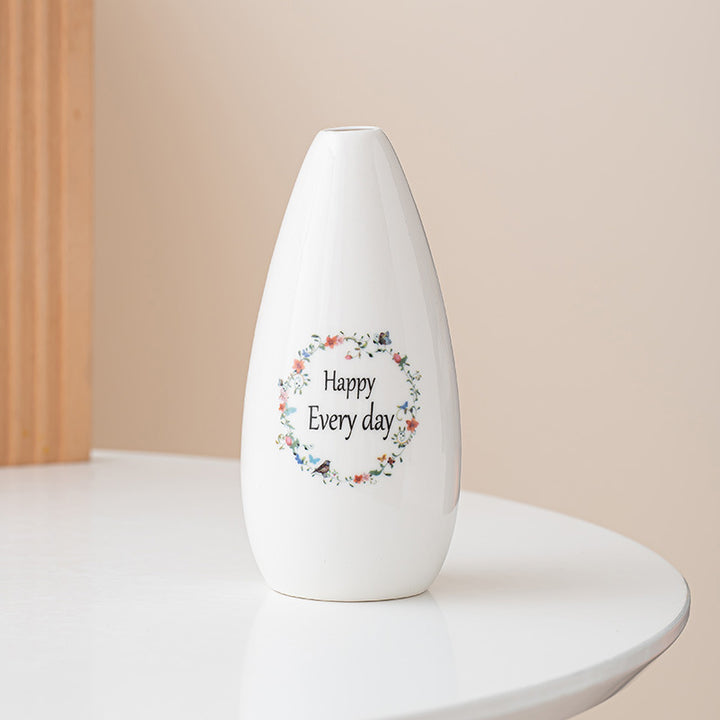 Elegant Ceramic Inspirational Quotes Vase
