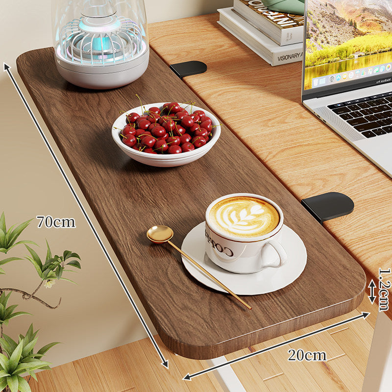 Clamp-On Expandable Desk Side Table Shelf with Wide Smooth Surface and Slim Adjustable Clamp