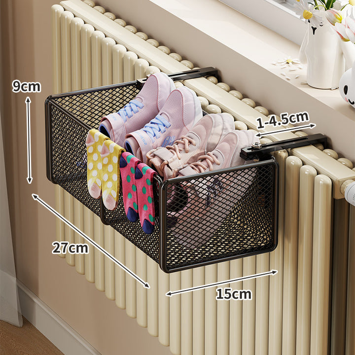 Radiator-Mounted Mesh Shoe & Sock Drying Basket with Adjustable Clamp