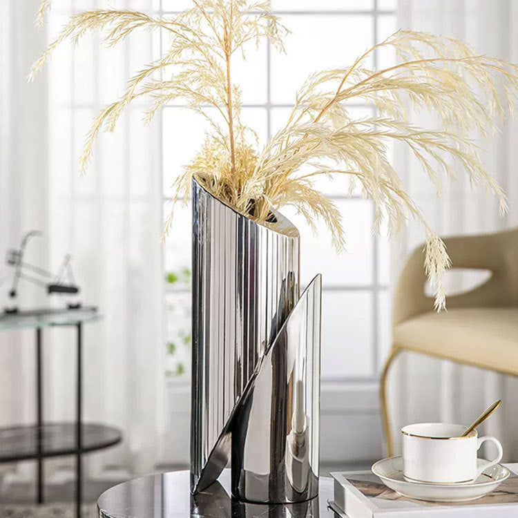 Sculptural Metallic Decorative Vase