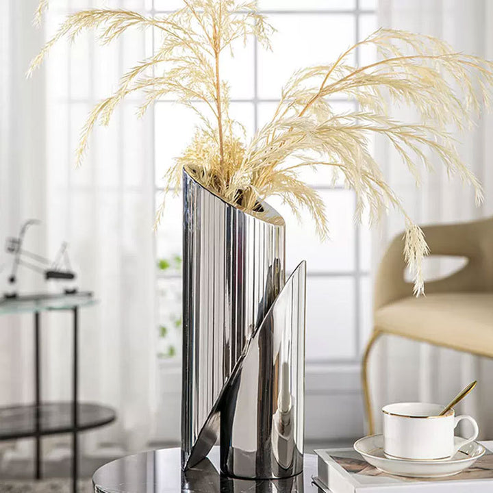 Sculptural Metallic Decorative Vase
