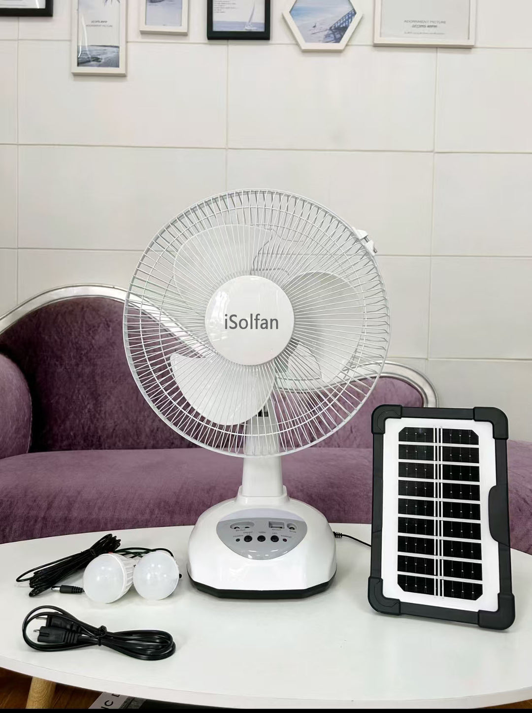 Ladies portable solar-powered fan with integrated lighting system Stornfield