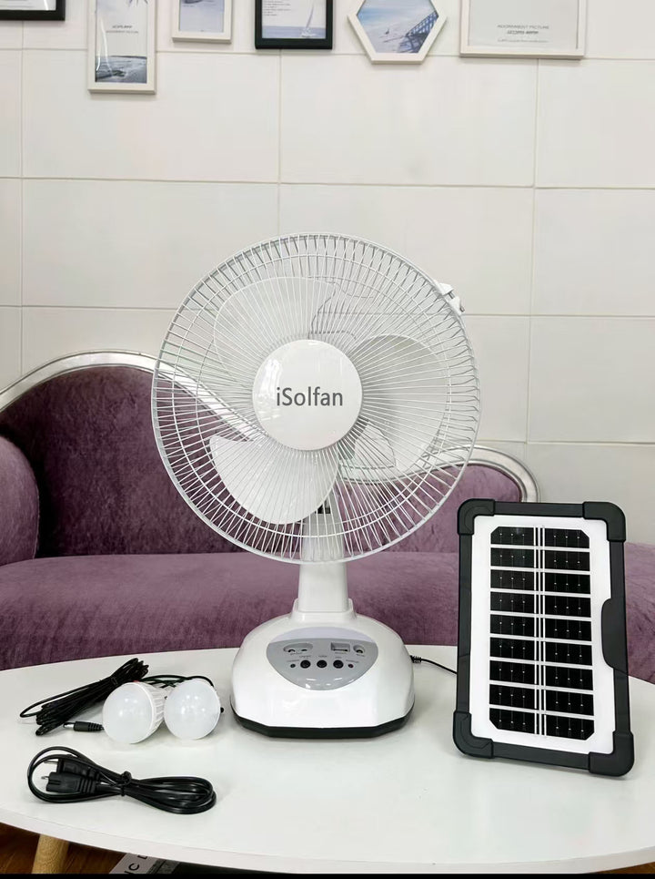 Women's portable solar fan with LED light and USB connection Stornfield