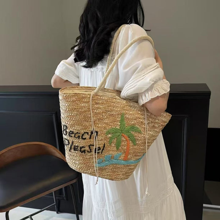 Summery woven bag with creative beach motif Stornfield