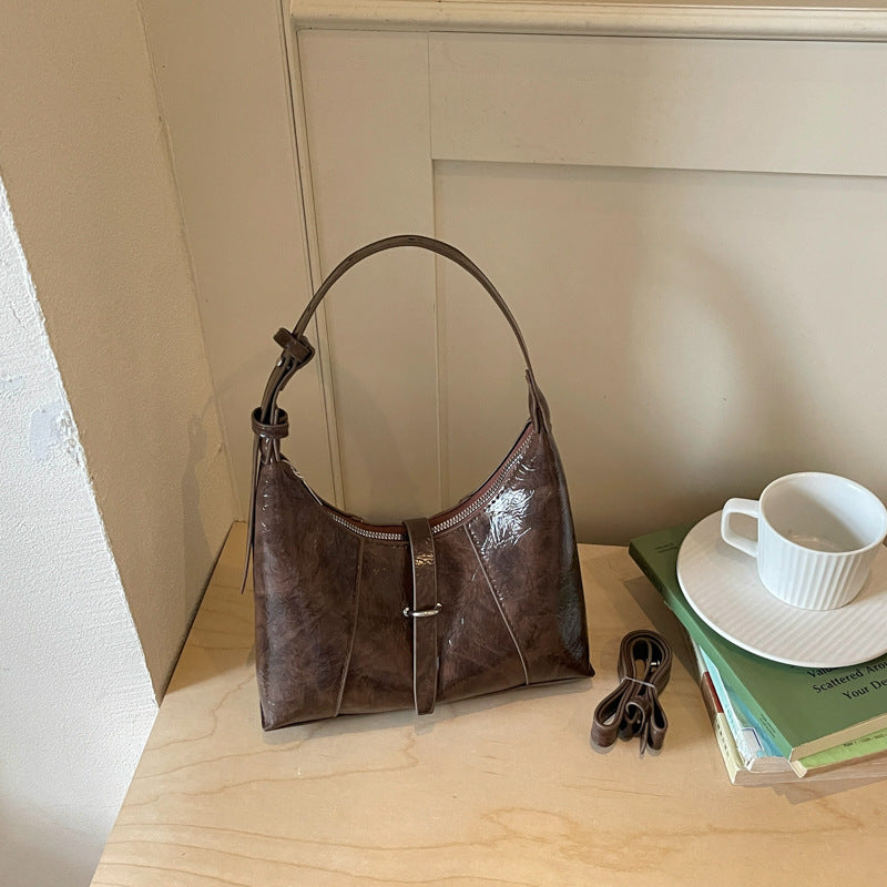 Sleek Patent Leather Hobo Bag