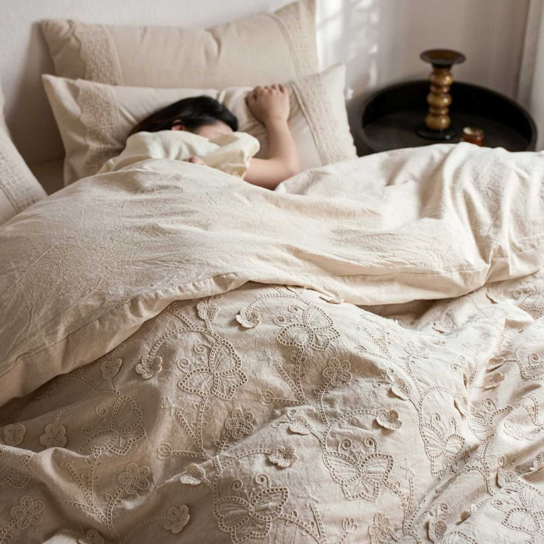 Embroidered Linen Duvet Cover Set