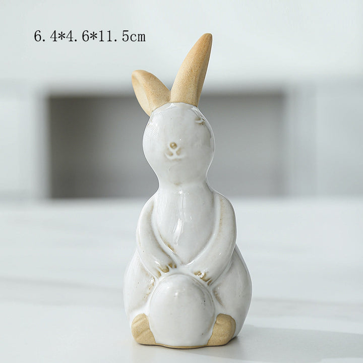 Whimsical Ceramic Bunny Figurine Stornfeild
