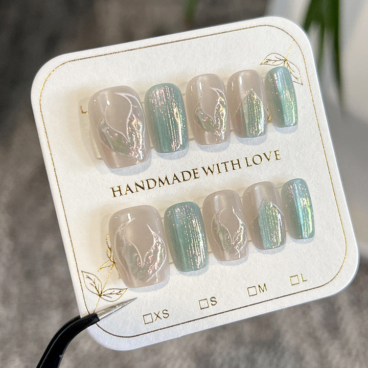 Artistic Nail Tips with Floral Design Stornfield