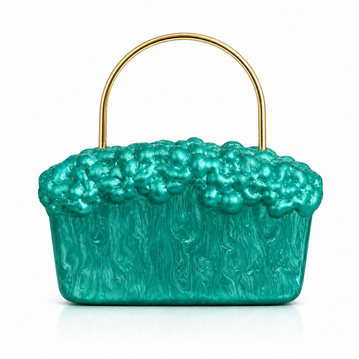 Sculptural Pearl-Embellished Handbag