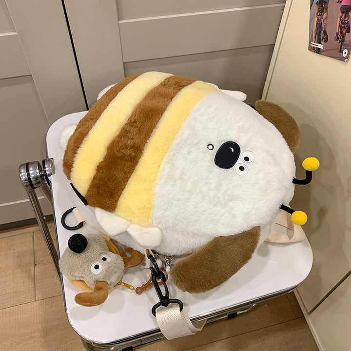 Plush Cartoon Dog-Themed Crossbody Bag