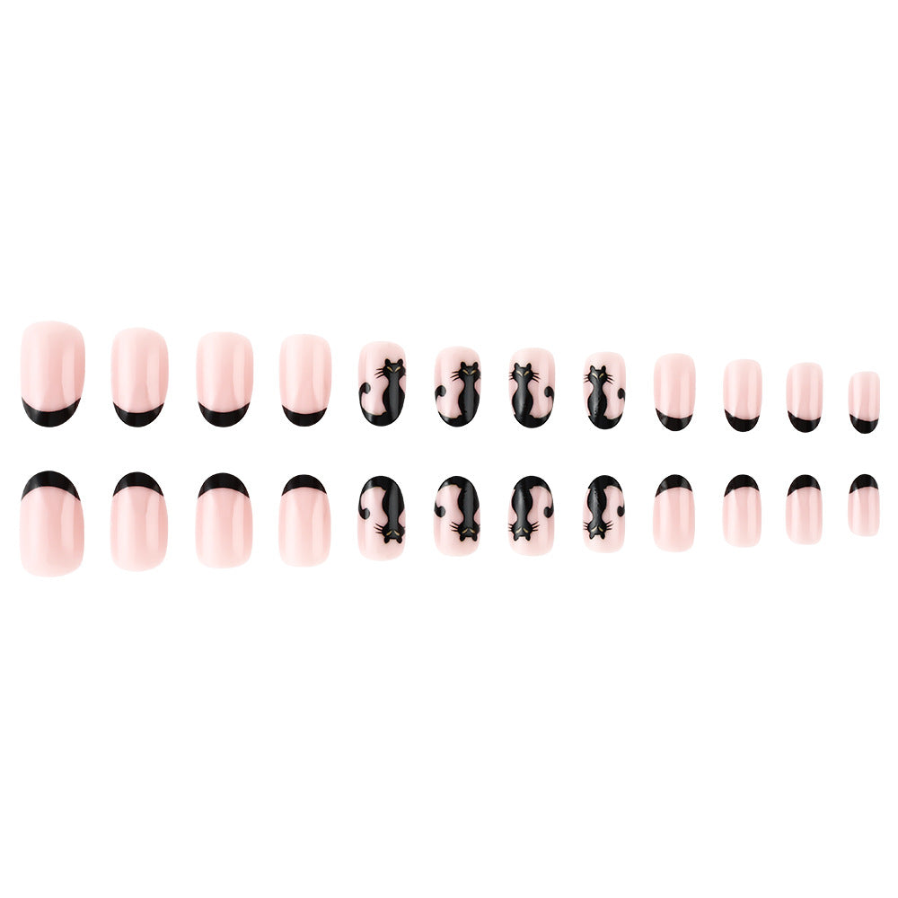 Artistic Cat-Themed Press-On Nails Stornfield