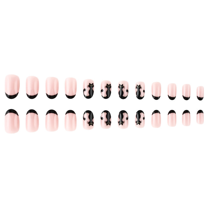 Artistic Cat-Themed Press-On Nails Stornfield
