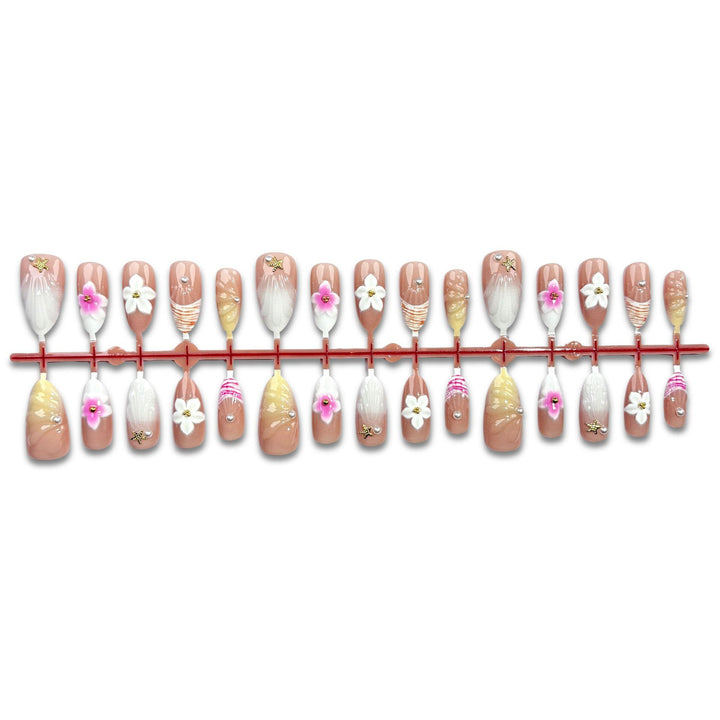 Decorative Floral-Themed Press-On Nail Art Set