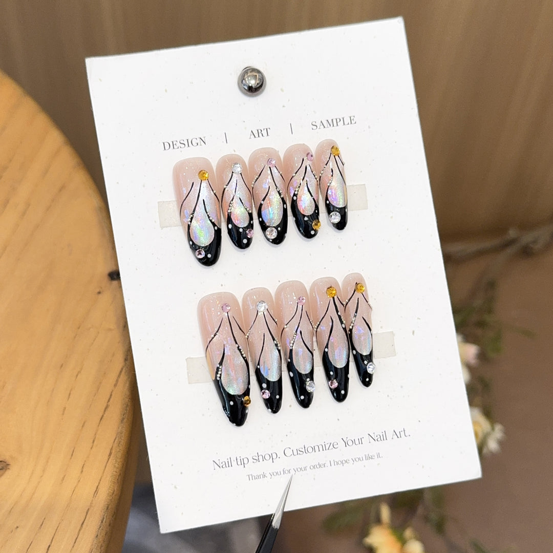 Artificial nails with artistic holographic accents Stornfield