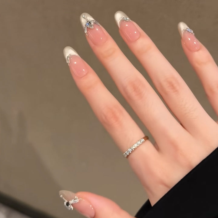 Decorative Press-On Nail Set with Glitter and Rhinestone Accents Stornfield