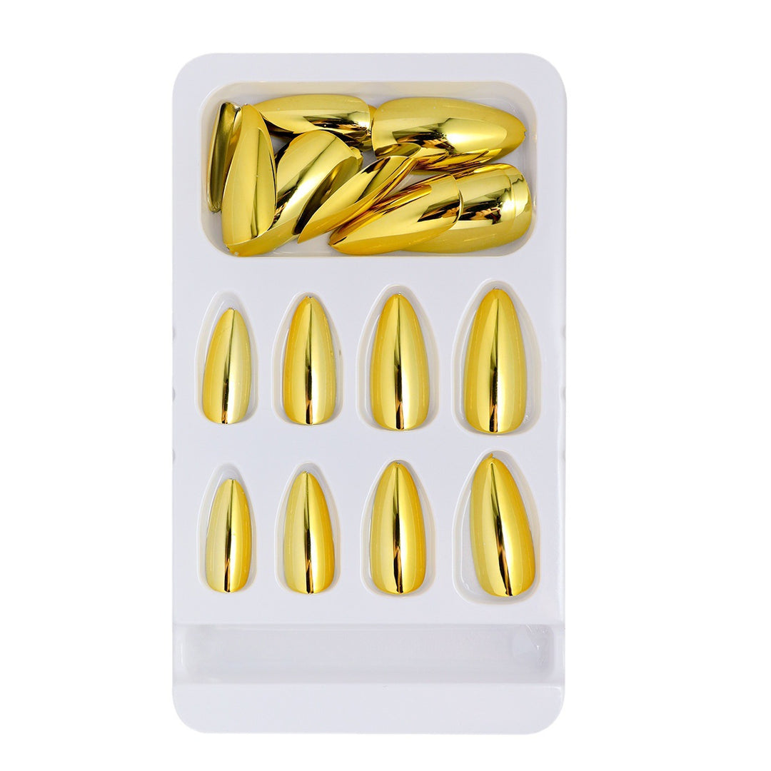 Glossy Metallic Almond-Shaped Press-On Nails Stornfield