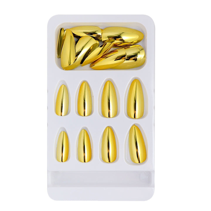 Glossy Metallic Almond-Shaped Press-On Nails Stornfield
