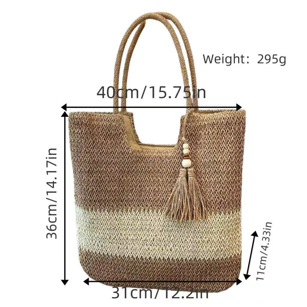 Handbag made of braided natural material with tassel details Stornfield
