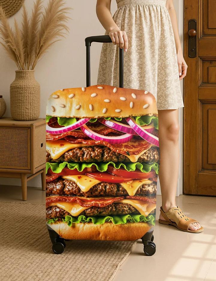 Unisex nan hard shell suitcase cover with stretch travel motif print, zipper opening and scratch-resistant protection Stornfield