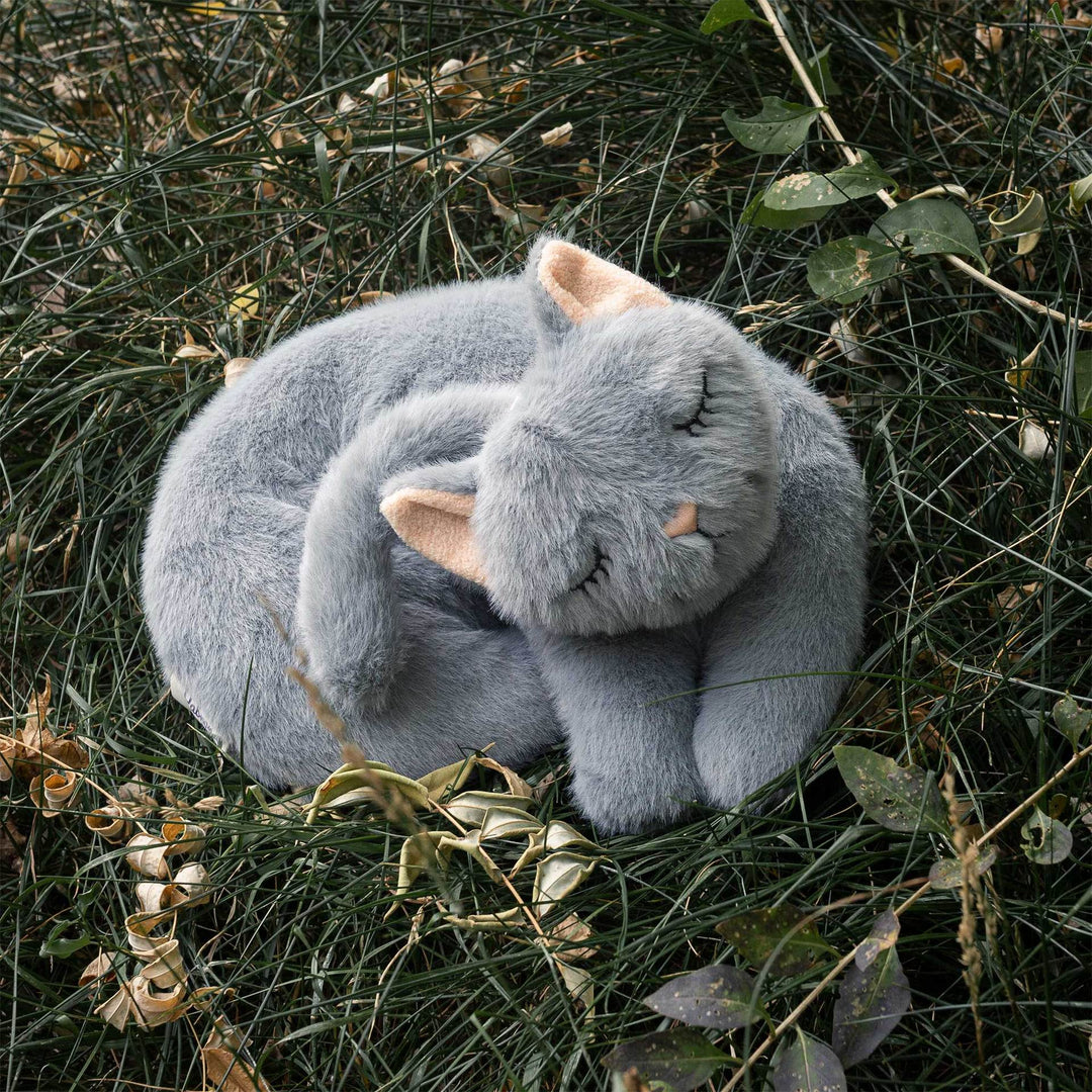 Plush Curled Cat Nap Pillow with Ultra-Soft Faux Fur