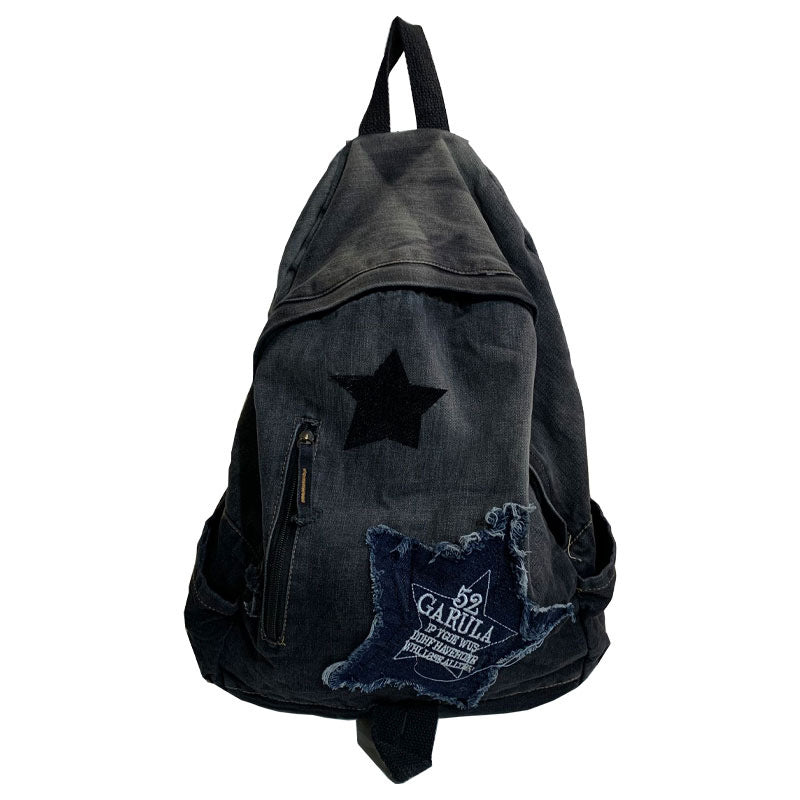 Denim Star Appliqué Casual School Backpack Stornfield
