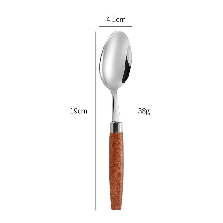 Elegant dessert spoon with ergonomic wooden handle Stornfield