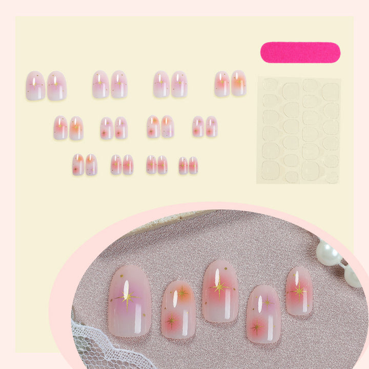 Artistic Press-On Nail Set with Vibrant Star Designs Stornfield