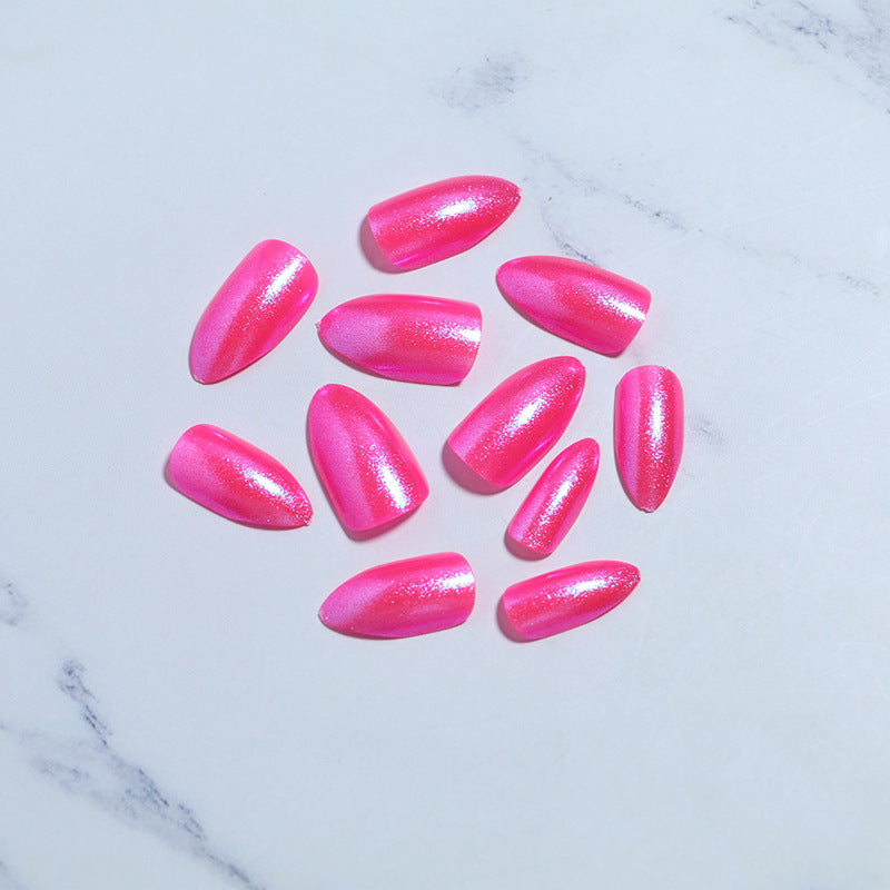 Glossy Press-On Nail Set with Iridescent Shine Stornfield