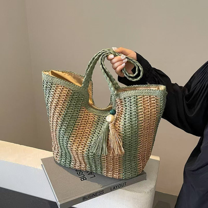 Designer Beach Bag with Textured Weave Stornfield