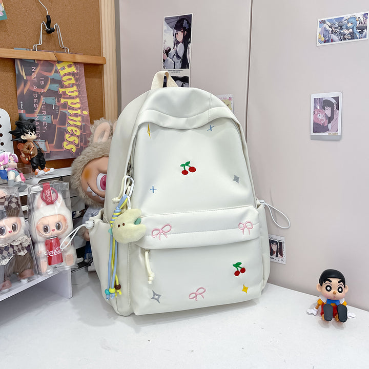 Cute Illustrated Cherry-Embellished Backpack Stornfield