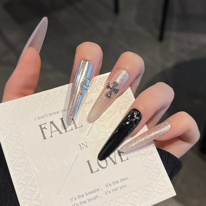 Decorative Press-On Nails with Gem Accents Stornfield
