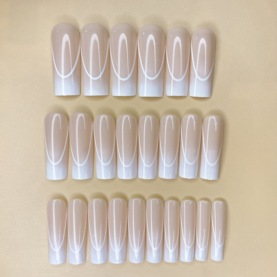 Elegant French Tip Long Nail Extensions Stornfield