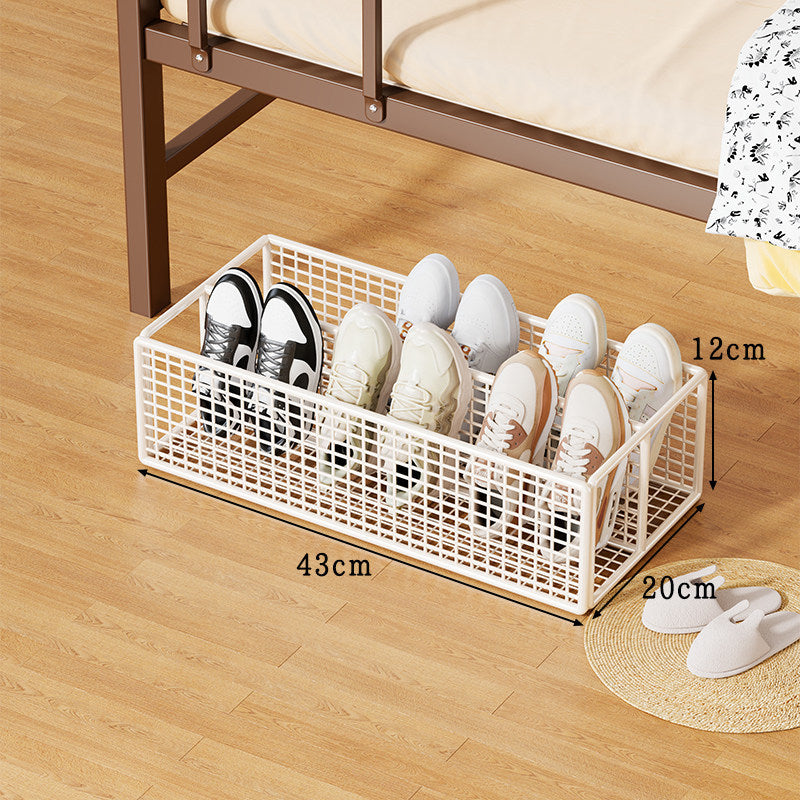 Under-Bed Metal Mesh Shoe Drawer Organizer with Multi-Compartment Dividers