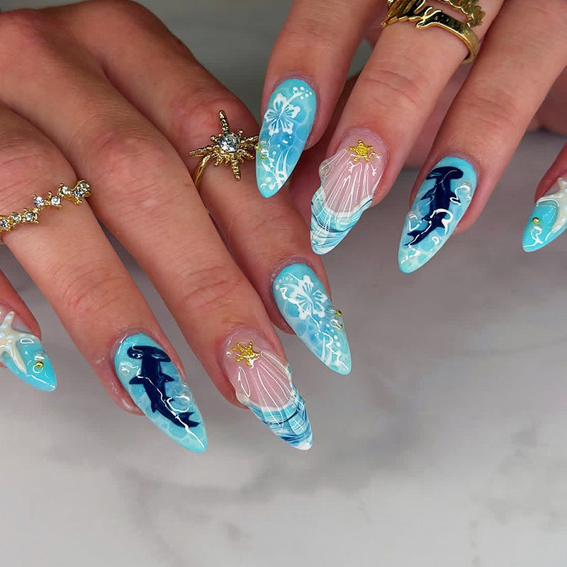 Artistic Sea-Inspired Press-On Nails Stornfield