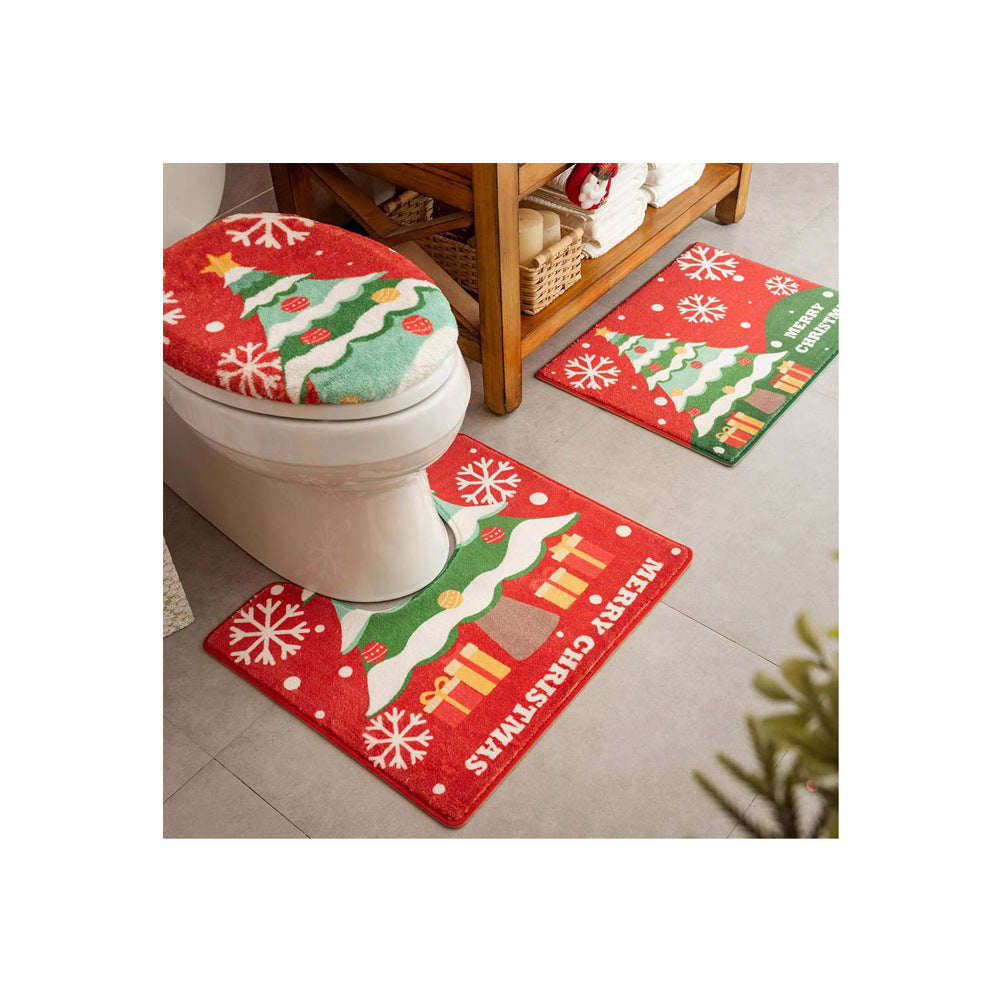 Christmas-Themed Bathroom Mat Set