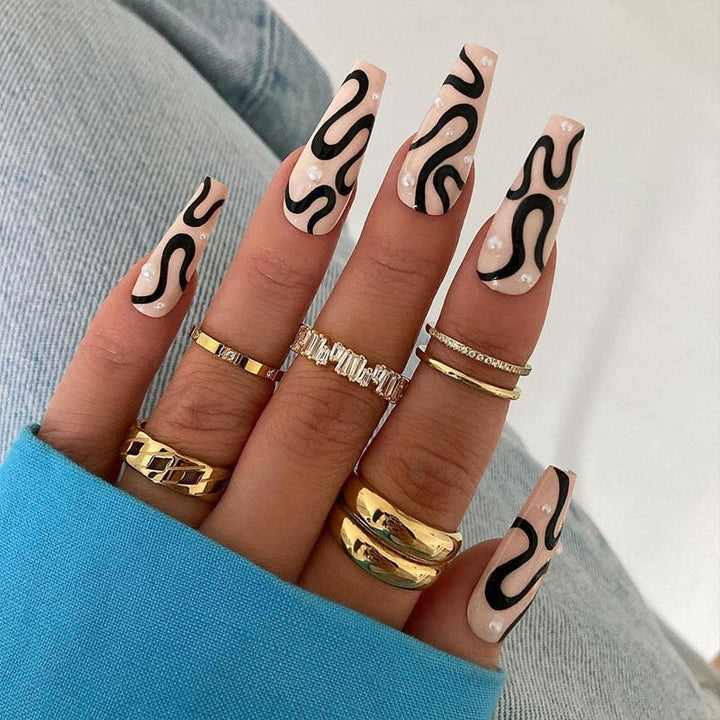 Artificial nails with creative lines design Stornfield