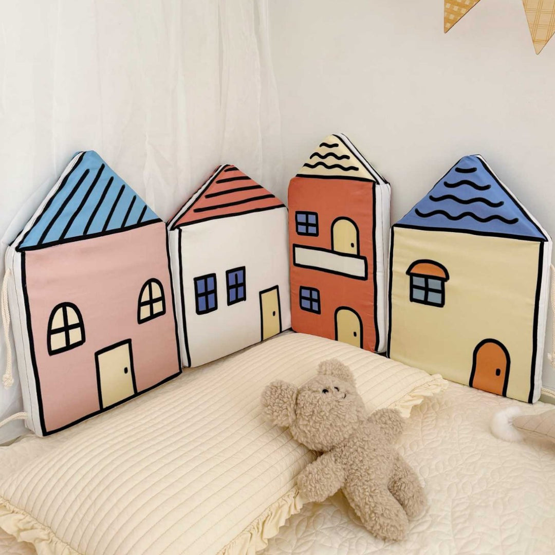 House-Shaped Foam Backrest Cushion Set for Kids Playroom Nursery Decorative Pillows