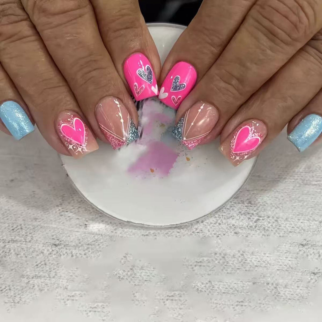 Heart-Decorated Press-On Nail Art Stornfield