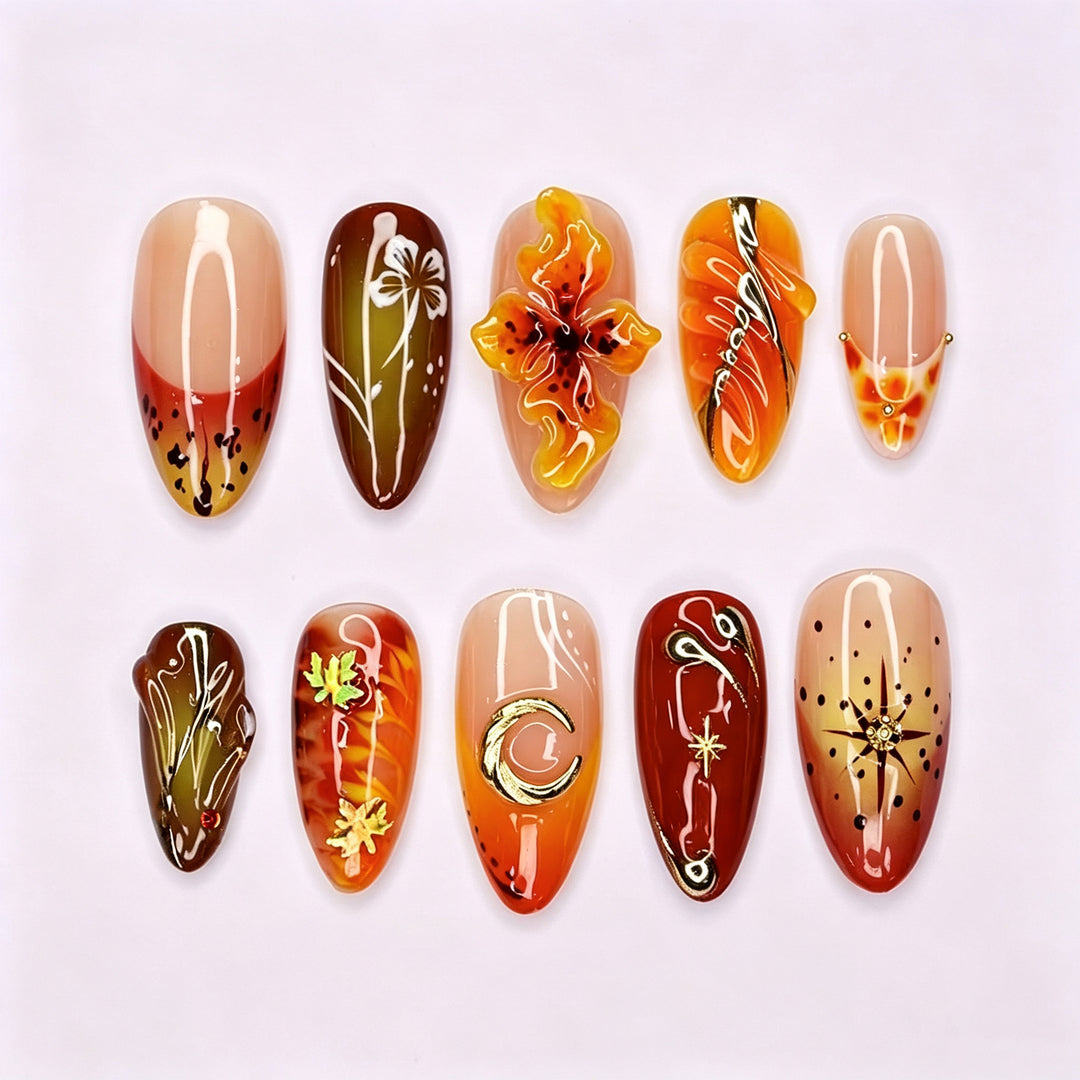 Artistic Nail Art Kit with Autumn-Inspired Designs Stornfield