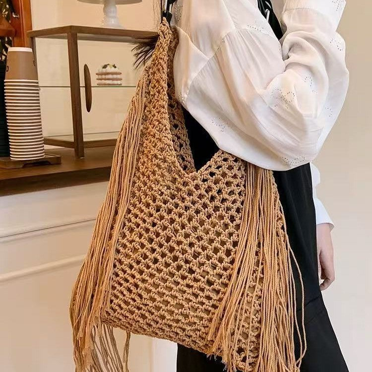 Handcrafted Stylish Tote Bag with Fringes Stornfield