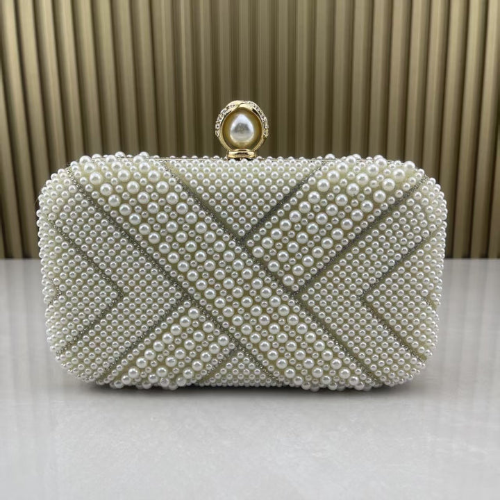 Pearl-Embellished Evening Clutch