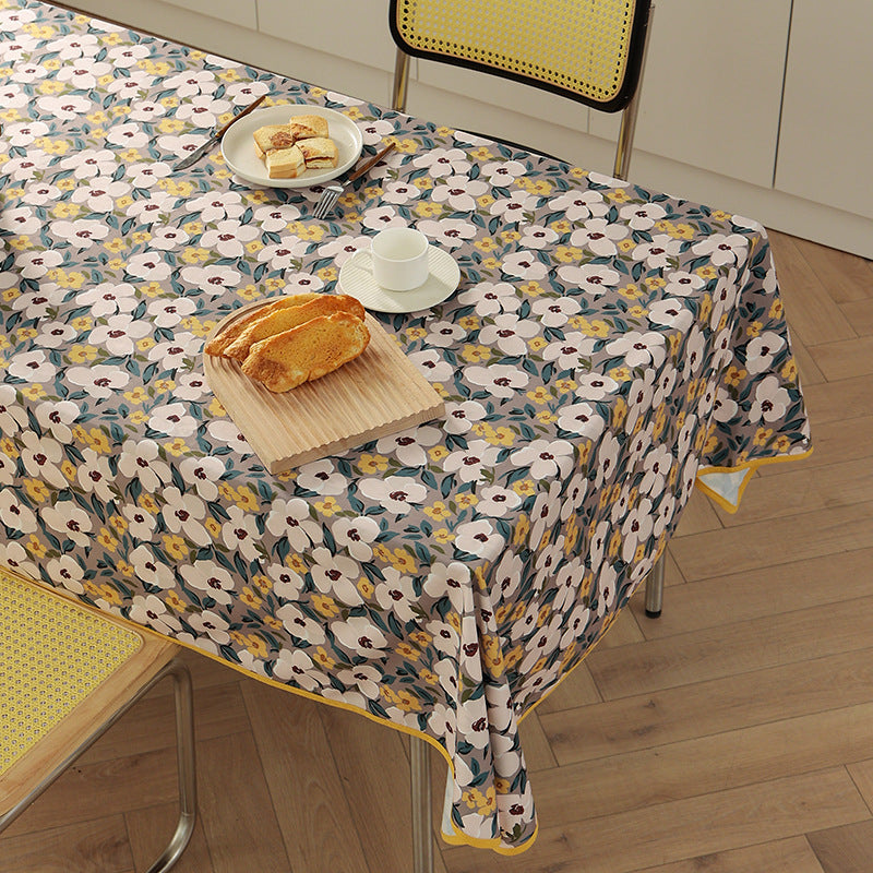 Washable coated cotton tablecloth with vintage fruit and flower pattern
