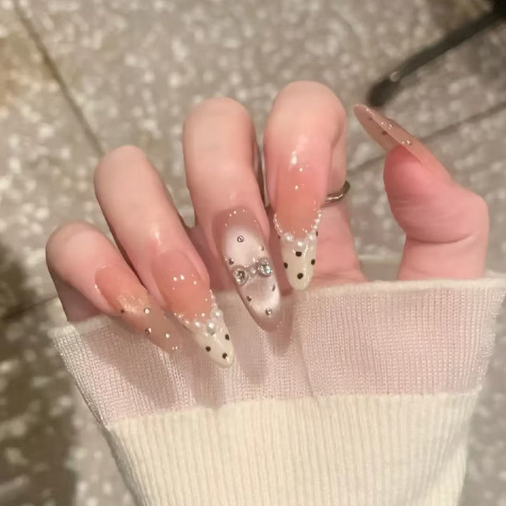 Elegant Rhinestone-Embellished Gel Nail Extensions