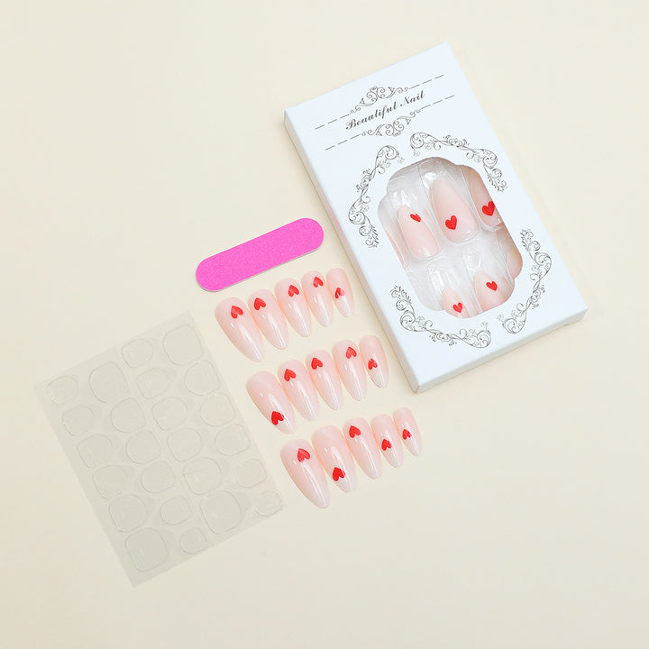 Acrylic nail set with stylish heart designs Stornfield